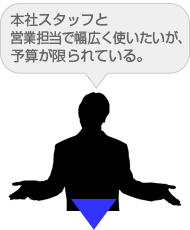 本社スタッフと各営業担当で使いたいが、予算が限られいる。