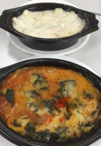 ほうれん草たっぷりのラザニア(手前) 焦げ目が欲しいグラタン(奥)